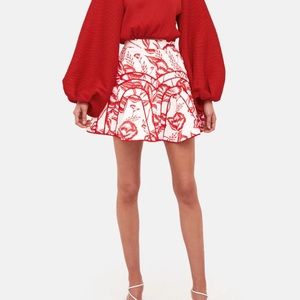 Intermix Red Balloon Sleeve Shirt